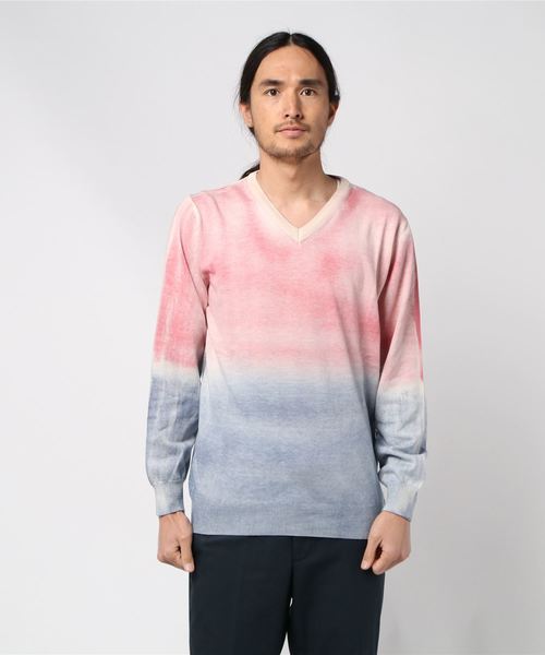 291295＝HOMME（ニーキューイチニーキューゴーオム）の「【ARETEX】×【291295=HOMME】 12GG 綿ニット スプレーDye（ニット/セーター・メンズ・ブルー系その他/マルチ/ピンク系その他/グレー系その他・2/3/4）」の2枚目の写真