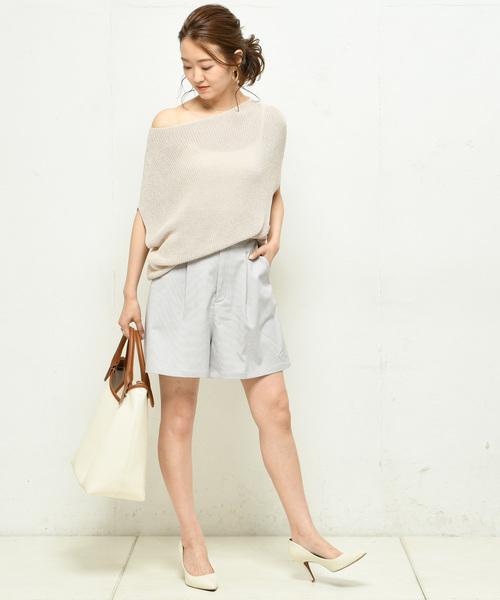 DouDou（ドゥドゥ）の「ハイウエストタックショートパンツ（その他パンツ・レディース・グレー/オレンジ・38/36）」の21枚目の写真