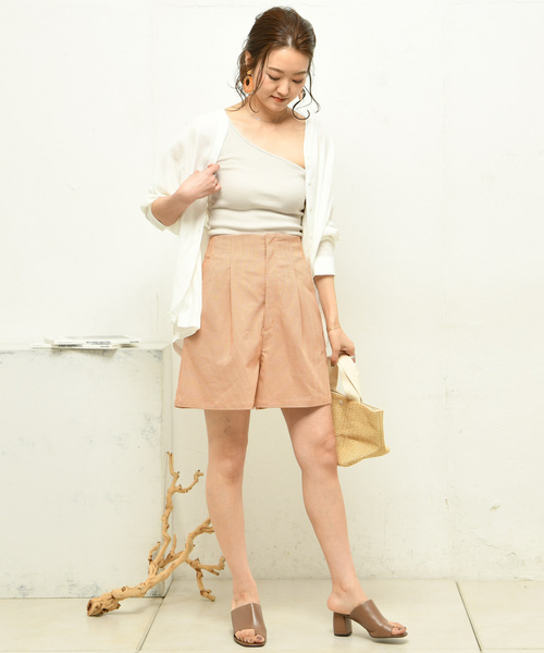 DouDou（ドゥドゥ）の「ハイウエストタックショートパンツ（その他パンツ・レディース・グレー/オレンジ・38/36）」の17枚目の写真