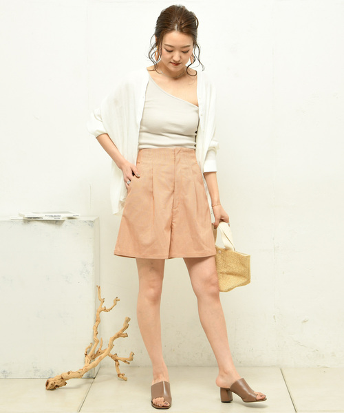 DouDou（ドゥドゥ）の「ハイウエストタックショートパンツ（その他パンツ・レディース・グレー/オレンジ・38/36）」の16枚目の写真