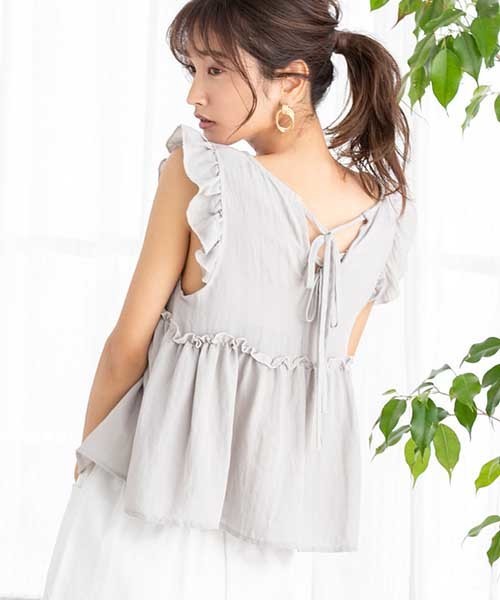 fifth（フィフス）の「バックシャンフリルスリーブブラウス（シャツ/ブラウス・レディース・ブラック/グレー・MEDIUM）」の15枚目の写真