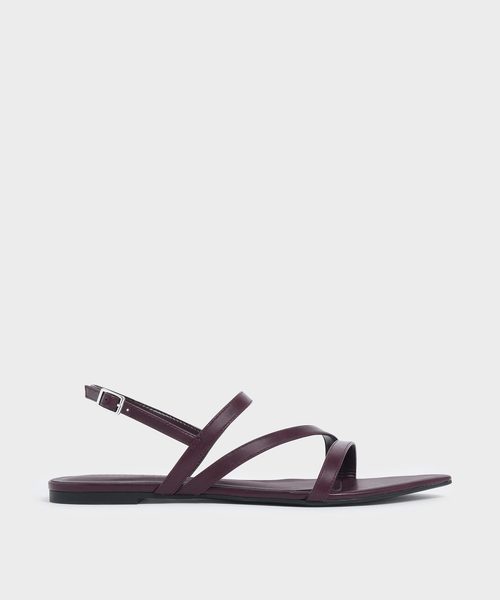 CHARLES & KEITH(チャールズ & キース)の「アシメトリカルストラッピー サンダル / Asymmetrical Strappy Sandals(サンダル・レディース・ブラック/マルチ/プラム・22.5cm/23cm/23.5cm/24.5cm/25cm/25.5cm)」の2枚目の写真