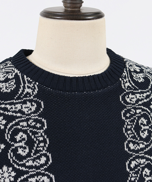 CAMBIO（カンビオ）の「mn2028-バンダナ柄C-Nニット（ニット/セーター・メンズ・ブラック/ブラウン/ネイビー・S/M/L）」の9枚目の写真