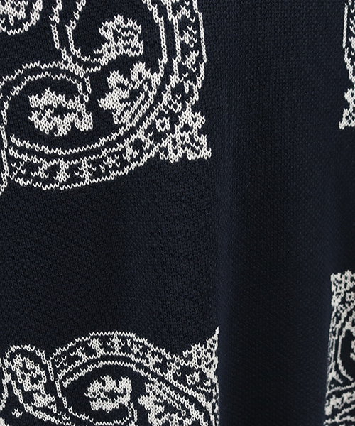 CAMBIO（カンビオ）の「mn2028-バンダナ柄C-Nニット（ニット/セーター・メンズ・ブラック/ブラウン/ネイビー・S/M/L）」の12枚目の写真