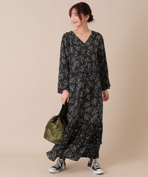 Auli アウリィ のファッション セール Auli ワンピース 柄mixワンピース ワンピース