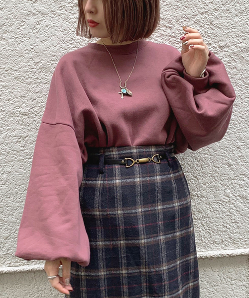 apres jour mignon（アプレジュールミニョン）の「袖ボリュームスウェット【ZOZOTOWN限定アイテム】（スウェット・レディース・ブラック/モカ/スモークピンク/ライトベージュ・フリー）」の4枚目の写真
