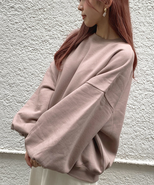 apres jour mignon（アプレジュールミニョン）の「袖ボリュームスウェット【ZOZOTOWN限定アイテム】（スウェット・レディース・ブラック/モカ/スモークピンク/ライトベージュ・フリー）」の6枚目の写真