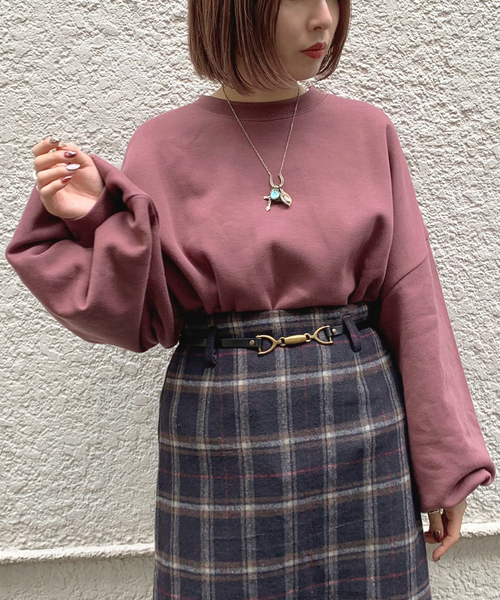apres jour mignon（アプレジュールミニョン）の「袖ボリュームスウェット【ZOZOTOWN限定アイテム】（スウェット・レディース・ブラック/モカ/スモークピンク/ライトベージュ・フリー）」の12枚目の写真