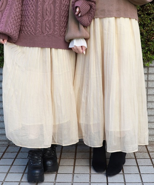 PairPair（ペアペア）の「シアープリーツスカート（スカート・レディース・ベージュ/モカ・FREE）」の2枚目の写真