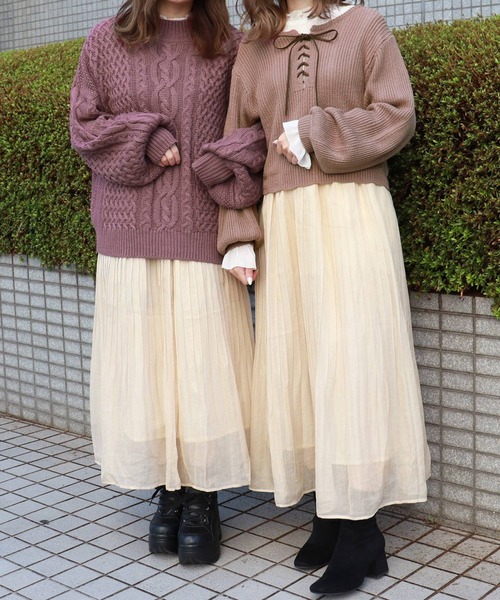 PairPair（ペアペア）の「シアープリーツスカート（スカート・レディース・ベージュ/モカ・FREE）」の9枚目の写真