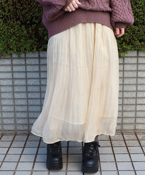 PairPair（ペアペア）の「シアープリーツスカート（スカート・レディース・ベージュ/モカ・FREE）」の11枚目の写真