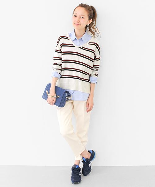 URBAN RESEARCH（アーバンリサーチ）の「UR ボーダーセットアップニットワンピース（ワンピース・レディース・オフホワイト/グレー・FREE）」の6枚目の写真