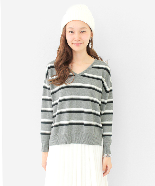 URBAN RESEARCH（アーバンリサーチ）の「UR ボーダーセットアップニットワンピース（ワンピース・レディース・オフホワイト/グレー・FREE）」の14枚目の写真