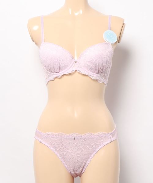 Absorle(アブソール)の「セクシーふわふわモールド ブラ&ショーツセット(ブラ&ショーツ)」|ピンク