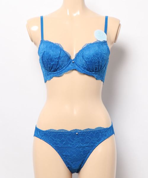 Absorle(アブソール)の「セクシーふわふわモールド ブラ&ショーツセット(ブラ&ショーツ)」|ブルー