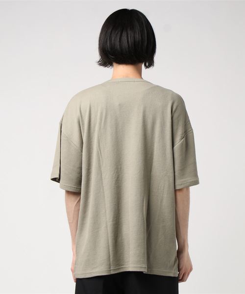 SHI-JYOMAN（シジョマン）の「ZIPポケットワッフル半袖BIGTシャツ（Tシャツ/カットソー・メンズ・ブラック/カーキ/ベージュ/アイボリー・M/XL/L/XXL）」の5枚目の写真