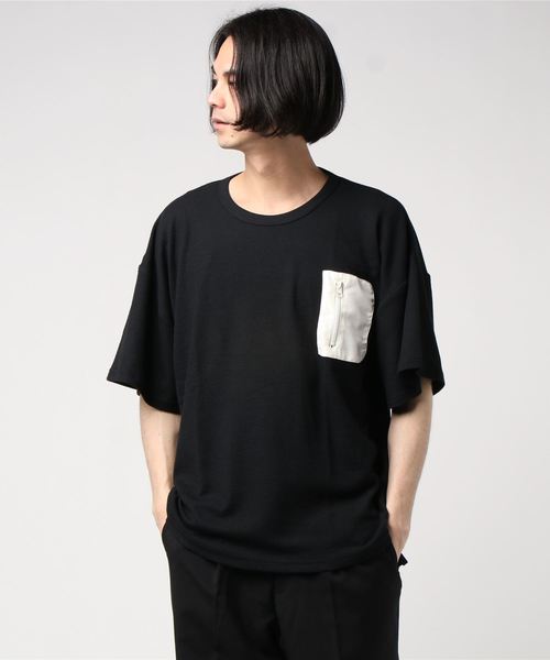 SHI-JYOMAN（シジョマン）の「ZIPポケットワッフル半袖BIGTシャツ（Tシャツ/カットソー・メンズ・ブラック/カーキ/ベージュ/アイボリー・M/XL/L/XXL）」の10枚目の写真