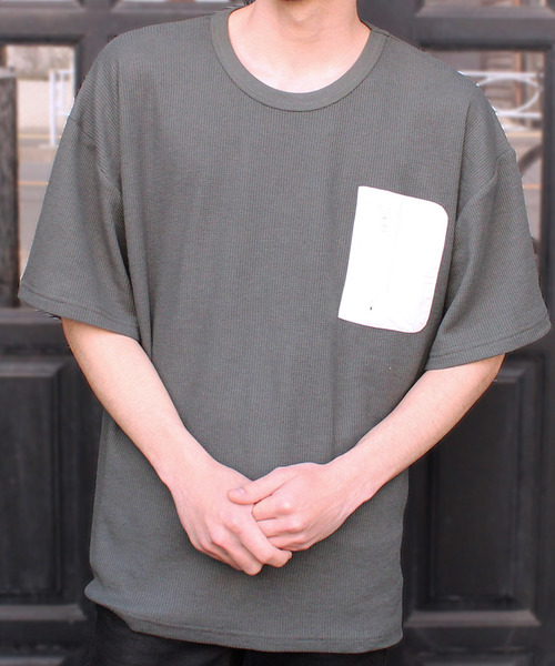 SHI-JYOMAN（シジョマン）の「ZIPポケットワッフル半袖BIGTシャツ（Tシャツ/カットソー・メンズ・ブラック/カーキ/ベージュ/アイボリー・M/XL/L/XXL）」の20枚目の写真