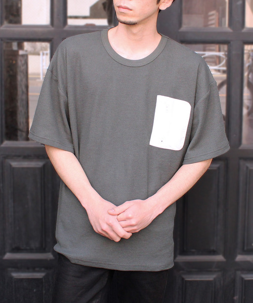 SHI-JYOMAN（シジョマン）の「ZIPポケットワッフル半袖BIGTシャツ（Tシャツ/カットソー・メンズ・ブラック/カーキ/ベージュ/アイボリー・M/XL/L/XXL）」の16枚目の写真