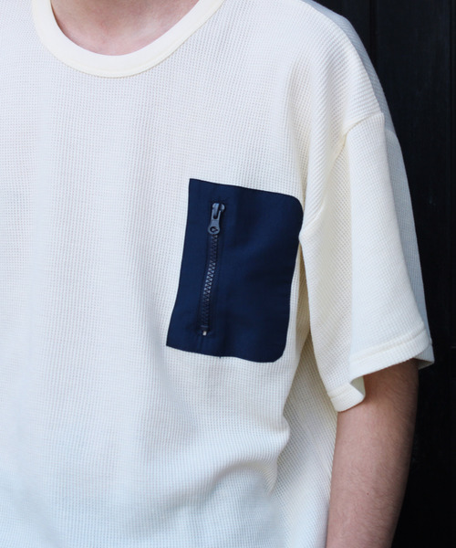 SHI-JYOMAN（シジョマン）の「ZIPポケットワッフル半袖BIGTシャツ（Tシャツ/カットソー・メンズ・ブラック/カーキ/ベージュ/アイボリー・M/XL/L/XXL）」の15枚目の写真
