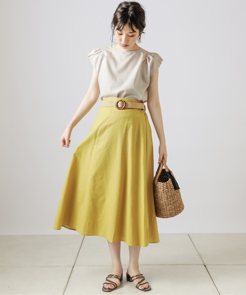 natural couture（ナチュラルクチュール）の「ラフィアベルト付きフレアスカート（スカート・レディース・ライトベージュ/イエロー/ブラウン/ブラック・FREE）」の20枚目の写真