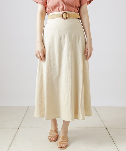 natural couture（ナチュラルクチュール）の「ラフィアベルト付きフレアスカート（スカート・レディース・ライトベージュ/イエロー/ブラウン/ブラック・FREE）」の18枚目の写真