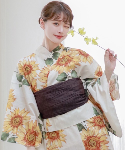 1人で簡単着付け ワンピース 浴衣 2点セット A ( ワンピース浴衣 + 帯