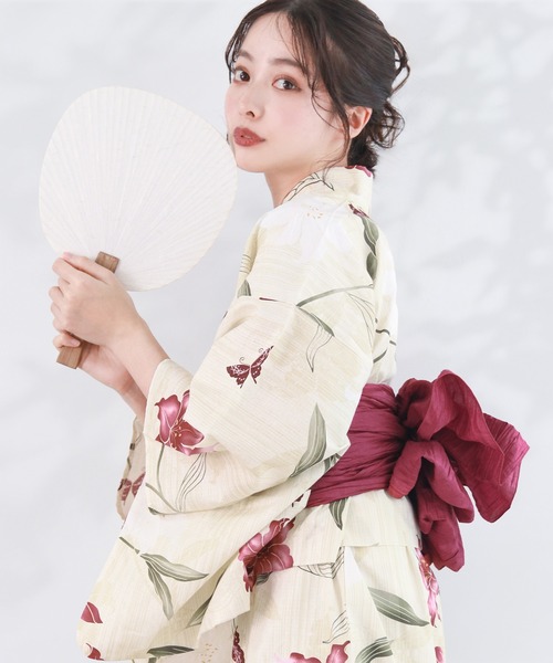 1人で簡単着付け ワンピース 浴衣 2点セット A ( ワンピース浴衣 + 帯