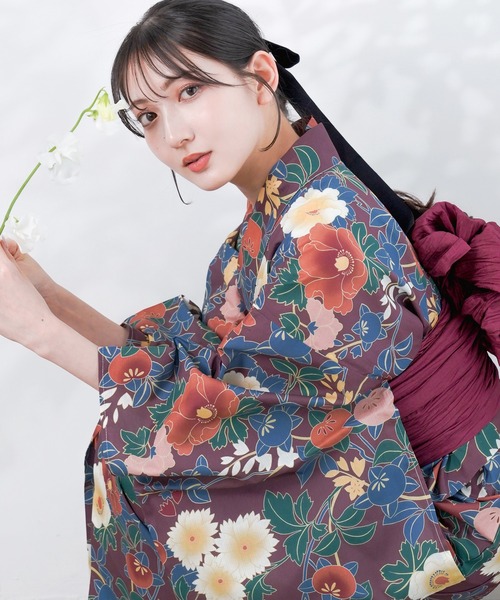 1人で簡単着付け ワンピース 浴衣 2点セット A ( ワンピース浴衣 + 帯