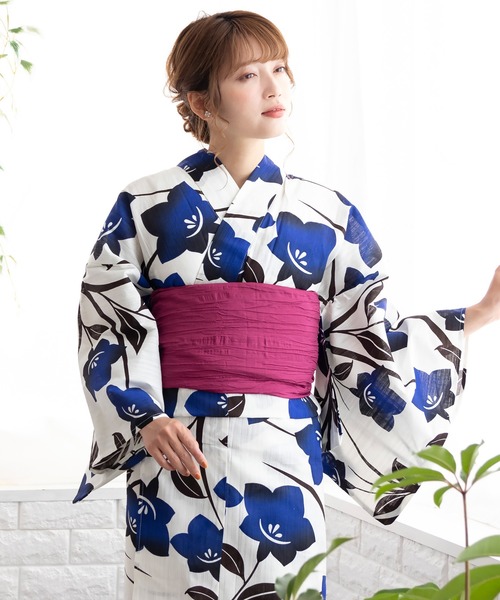 KYOETSU（キョウエツ）の「1人で簡単着付け ワンピース 浴衣 2点セット A ( ワンピース浴衣 + 帯 )（浴衣・レディース・ホワイト系その他/グリーン系その他/ブルー系その他/パープル系その他/イエロー系その他/ホワイト系その他2/ホワイト系その他3/ホワイト系その他4/グリーン系その他2/ブルー系その他2/パープル系その他2/パープル系その他3/その他5/その他1/その他2/その他3/その他4/その他6/その他7/その他8/その他16/その他10/その他11/その他12/その他13/その他14/その他15/その他9・ﾌﾘｰ(L)/TL/S/フリー）」の3枚目の写真