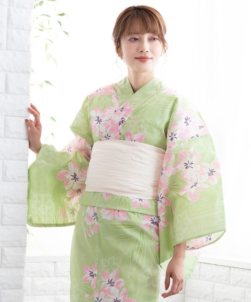 KYOETSU（キョウエツ）の「1人で簡単着付け ワンピース 浴衣 2点セット A ( ワンピース浴衣 + 帯 )（浴衣・レディース・ホワイト系その他/グリーン系その他/ブルー系その他/パープル系その他/イエロー系その他/ホワイト系その他2/ホワイト系その他3/ホワイト系その他4/グリーン系その他2/ブルー系その他2/パープル系その他2/パープル系その他3/その他5/その他1/その他2/その他3/その他4/その他6/その他7/その他8/その他16/その他10/その他11/その他12/その他13/その他14/その他15/その他9・ﾌﾘｰ(L)/TL/S/フリー）」の7枚目の写真