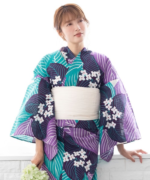 KYOETSU（キョウエツ）の「1人で簡単着付け ワンピース 浴衣 2点セット A ( ワンピース浴衣 + 帯 )（浴衣・レディース・ホワイト系その他/グリーン系その他/ブルー系その他/パープル系その他/イエロー系その他/ホワイト系その他2/ホワイト系その他3/ホワイト系その他4/グリーン系その他2/ブルー系その他2/パープル系その他2/パープル系その他3/その他5/その他1/その他2/その他3/その他4/その他6/その他7/その他8/その他16/その他10/その他11/その他12/その他13/その他14/その他15/その他9・ﾌﾘｰ(L)/TL/S/フリー）」の12枚目の写真