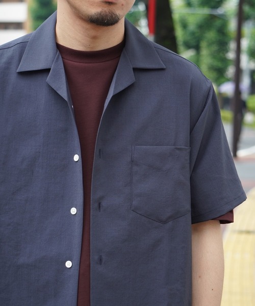 ADAM ET ROPE'（アダムエロペ）の「【EVALET/エバレット】ボックスシルエット オープンカラーシャツ（シャツ/ブラウス・メンズ・ダークブラウン/ブルー系その他2/ブラック・L/M）」の7枚目の写真