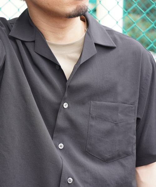 ADAM ET ROPE'（アダムエロペ）の「【EVALET/エバレット】ボックスシルエット オープンカラーシャツ（シャツ/ブラウス・メンズ・ダークブラウン/ブルー系その他2/ブラック・L/M）」の11枚目の写真