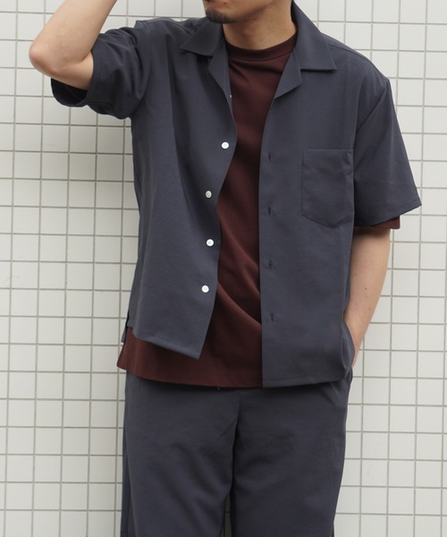 ADAM ET ROPE'（アダムエロペ）の「【EVALET/エバレット】ボックスシルエット オープンカラーシャツ（シャツ/ブラウス・メンズ・ダークブラウン/ブルー系その他2/ブラック・L/M）」の6枚目の写真