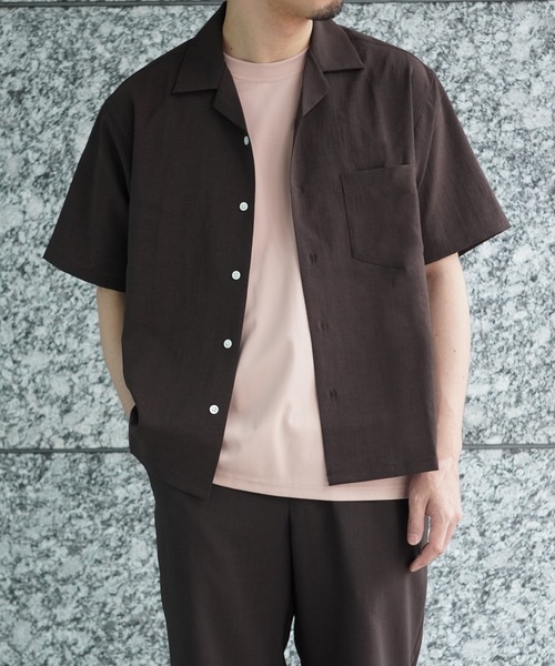 ADAM ET ROPE'（アダムエロペ）の「【EVALET/エバレット】ボックスシルエット オープンカラーシャツ（シャツ/ブラウス・メンズ・ダークブラウン/ブルー系その他2/ブラック・L/M）」の15枚目の写真