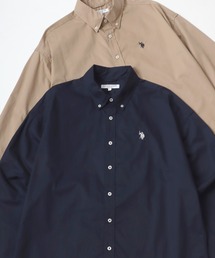 U.S. POLO ASSN./ユーエスポロアッスン 別注 ツイル 無地 ストライプ ロゴ ワンポイント刺繍 ボタンダウンシャツ/レディース メンズ