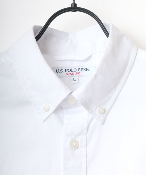 U.S. POLO ASSN.（ユーエスポロアッスン）の「U.S. POLO ASSN./ユーエスポロアッスン 別注 ツイル 無地 ストライプ ロゴ ワンポイント刺繍 ボタンダウンシャツ/レディース メンズ（シャツ/ブラウス・メンズ・ホワイト/ブラック/ベージュ/ネイビー/ホワイト系その他/ブルー系その他/ブルー系その他2/ブルー系その他3・LL/M/L）」の14枚目の写真