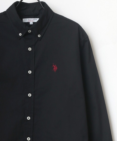 U.S. POLO ASSN.（ユーエスポロアッスン）の「U.S. POLO ASSN./ユーエスポロアッスン 別注 ツイル 無地 ストライプ ロゴ ワンポイント刺繍 ボタンダウンシャツ/レディース メンズ（シャツ/ブラウス・メンズ・ホワイト/ブラック/ベージュ/ネイビー/ホワイト系その他/ブルー系その他/ブルー系その他2/ブルー系その他3・LL/M/L）」の21枚目の写真
