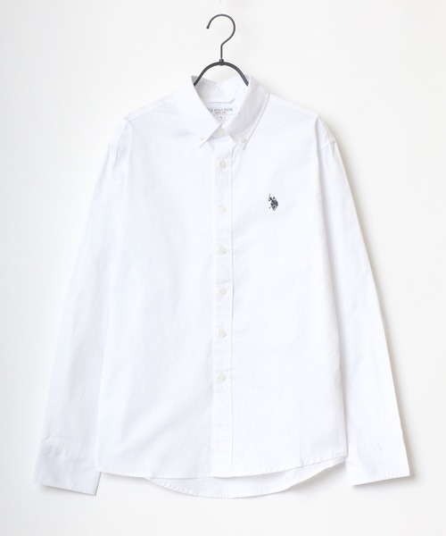 U.S. POLO ASSN.（ユーエスポロアッスン）の「U.S. POLO ASSN./ユーエスポロアッスン 別注 ツイル 無地 ストライプ ロゴ ワンポイント刺繍 ボタンダウンシャツ/レディース メンズ（シャツ/ブラウス・メンズ・ホワイト/ブラック/ベージュ/ネイビー/ホワイト系その他/ブルー系その他/ブルー系その他2/ブルー系その他3・LL/M/L）」の9枚目の写真
