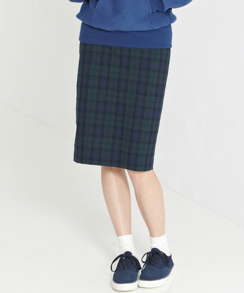 green label relaxing（グリーンレーベルリラクシング）の「GＯ P/R/PU2WAY CHK タイトスカート ◆（スカート・レディース・レッド/ケリー・40/38）」の2枚目の写真