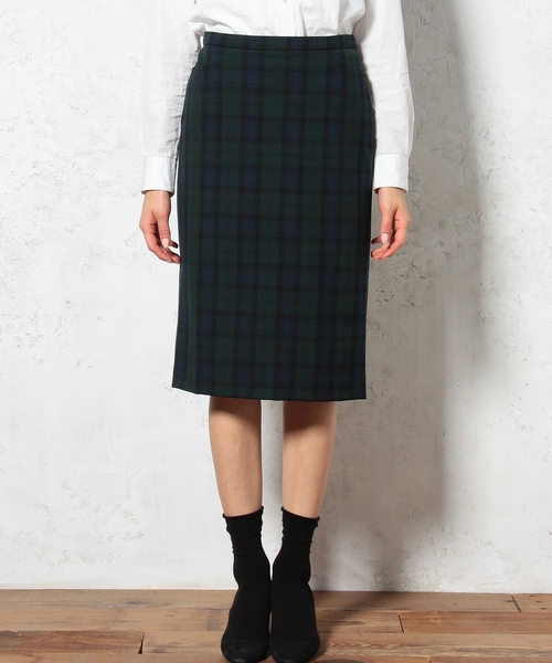 green label relaxing（グリーンレーベルリラクシング）の「GＯ P/R/PU2WAY CHK タイトスカート ◆（スカート・レディース・レッド/ケリー・40/38）」の4枚目の写真