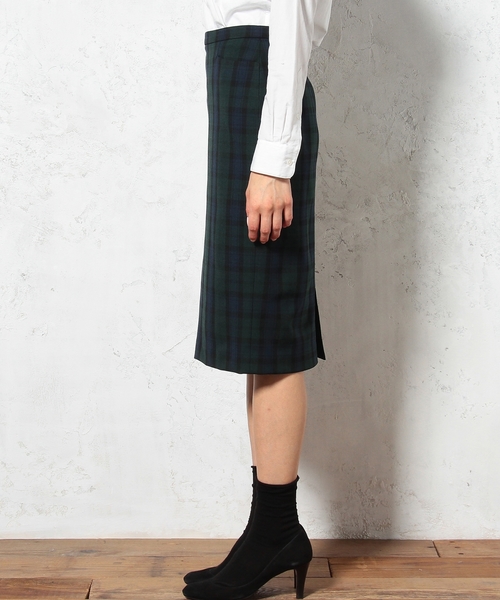 green label relaxing（グリーンレーベルリラクシング）の「GＯ P/R/PU2WAY CHK タイトスカート ◆（スカート・レディース・レッド/ケリー・40/38）」の5枚目の写真