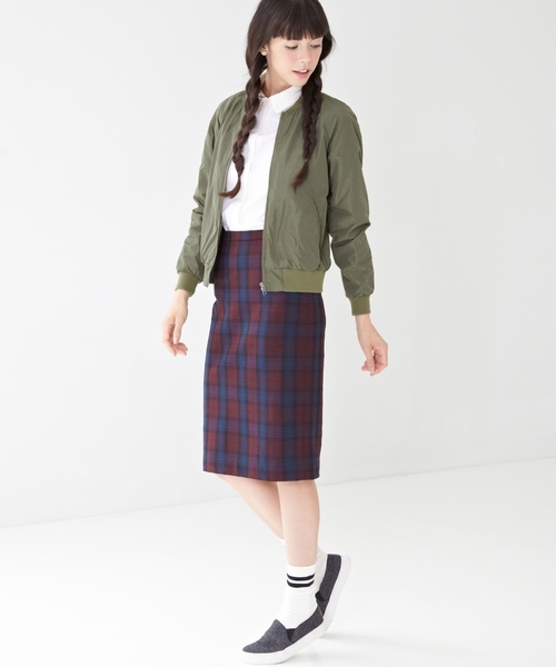 green label relaxing（グリーンレーベルリラクシング）の「GＯ P/R/PU2WAY CHK タイトスカート ◆（スカート・レディース・レッド/ケリー・40/38）」の8枚目の写真