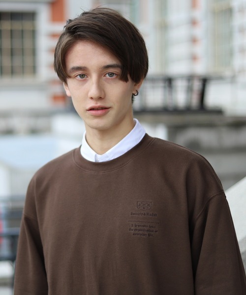 Beauty&Habit(ビューティアンドハビット)の「【Beauty&Habit】ワンポイントロゴ刺繍トレーナー(スウェット・メンズ・ブラウン/グレー系その他/ブルー系その他・M/L/XL)」の7枚目の写真