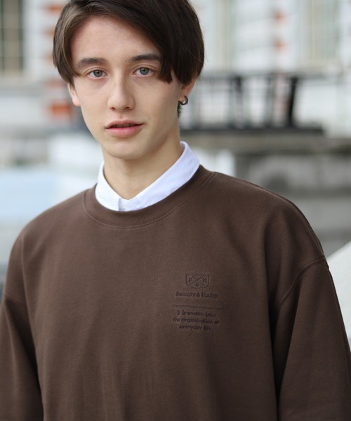 Beauty&Habit(ビューティアンドハビット)の「【Beauty&Habit】ワンポイントロゴ刺繍トレーナー(スウェット・メンズ・ブラウン/グレー系その他/ブルー系その他・M/L/XL)」の16枚目の写真