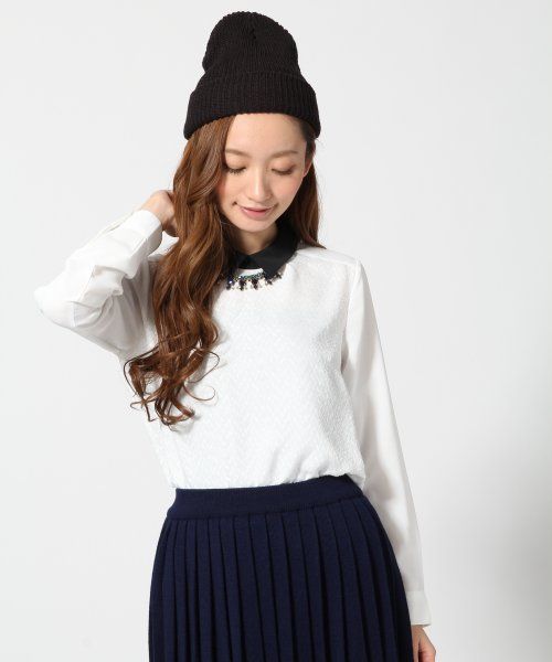 HARE（ハレ）の「ガラカサネプルオーバーシャツ【HARE】（シャツ/ブラウス・レディース・オフホワイト/ブラック・FREE）」の2枚目の写真