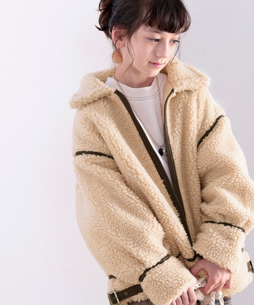 classicalelf（クラシカルエルフ）の「《キッズ》ふわもこボアフライトジャケット（ブルゾン・キッズ・ベージュ・130/140/150/160）」の3枚目の写真