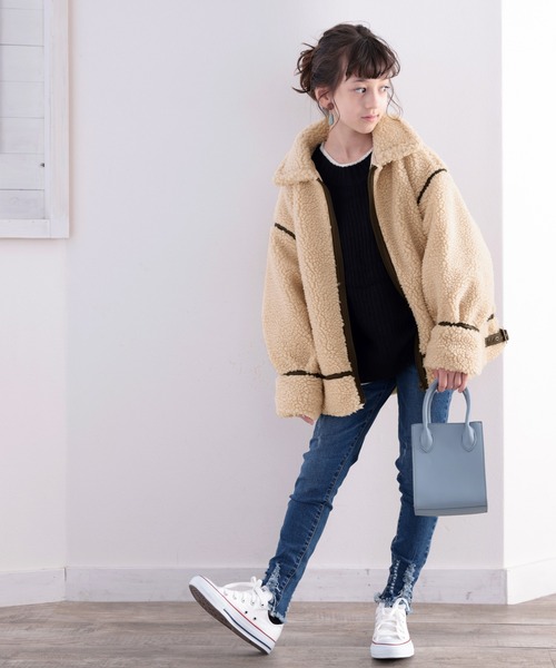 classicalelf（クラシカルエルフ）の「《キッズ》ふわもこボアフライトジャケット（ブルゾン・キッズ・ベージュ・130/140/150/160）」の6枚目の写真