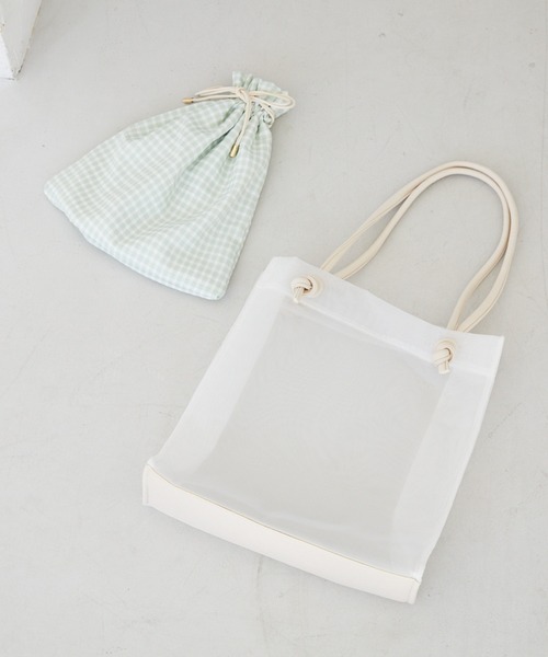 Heather(ヘザー)の「チュールトートSET 934957(トートバッグ・レディース・ホワイト系その他/ブラウン系その他・ONESIZE)」の2枚目の写真